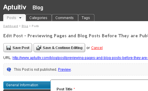 Preview blog posts