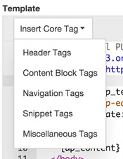 Core Tags Menu