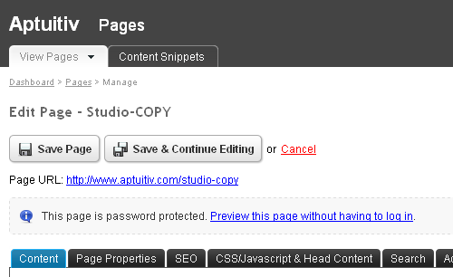 Preview password protected page