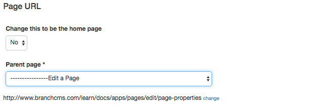 Edit Page Properties | Branch CMS Documentation