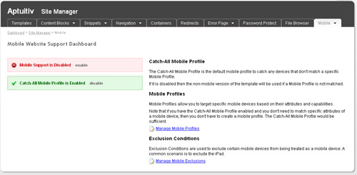 Mobile Website Support Dashboard