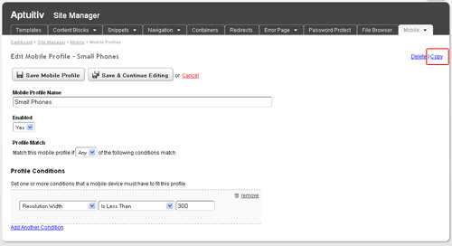 Copy mobile profile