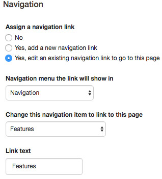 Edit navigation link