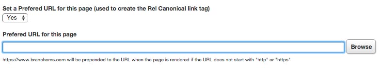Set the preferred URL for a page