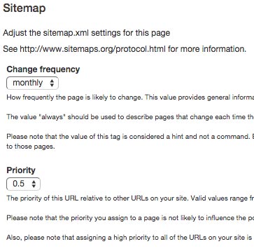 Sitemap settings