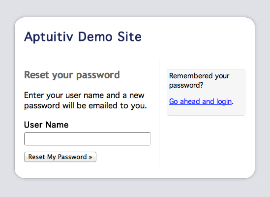 Reset Password Page