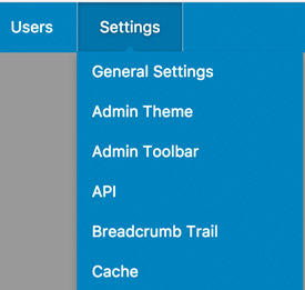 Settings navigation