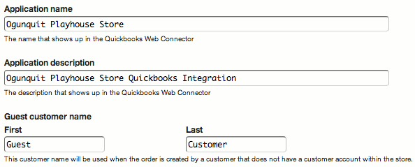 Quickbooks Web Connector Settings